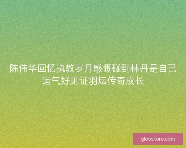 陈伟华回忆执教岁月感慨碰到林丹是自己运气好见证羽坛传奇成长